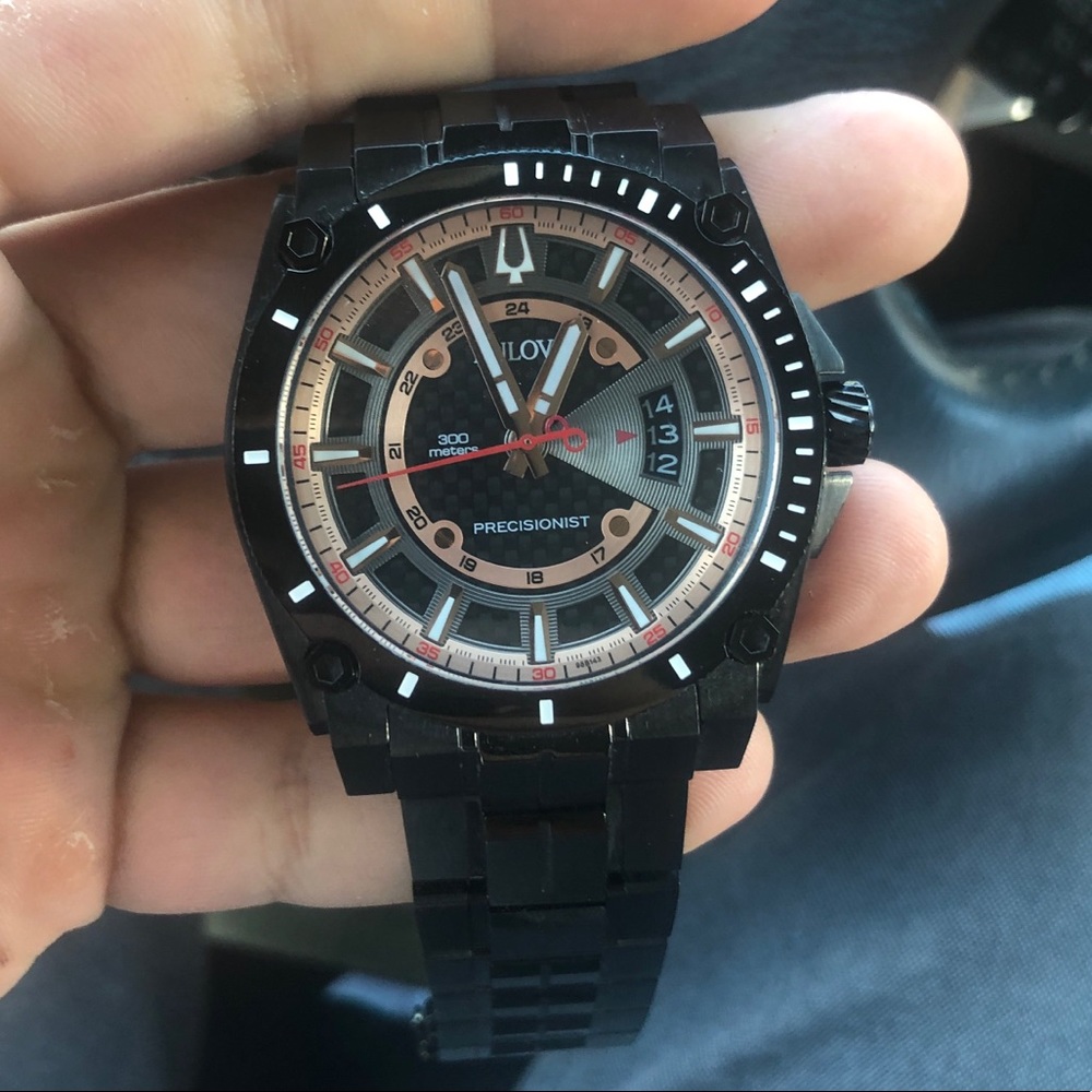 Bulova Precisionist black/rose gold Watch